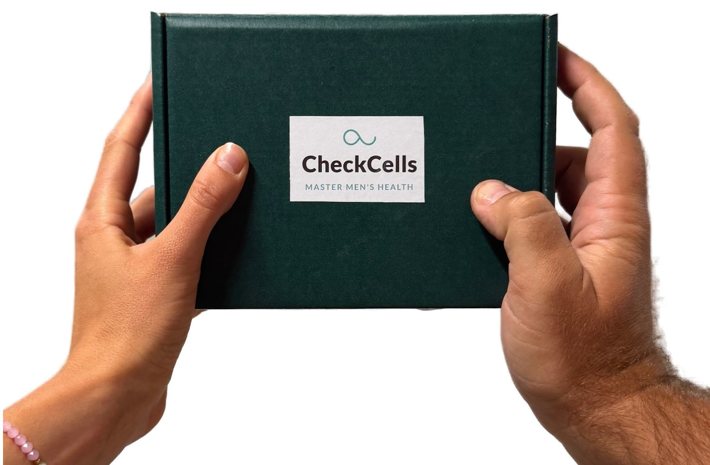 Hands holding the CheckCells kit